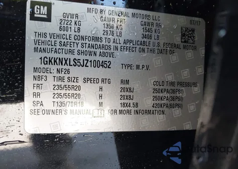 2018 GMC Acadia Denali from USA, damaged, VIN 1GKKNXLS5JZ100452